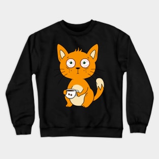 Cat Needs Strong Coffee First Crewneck Sweatshirt